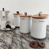 Jogo De Latas Decorativas Para Mantimentos Coffee Cokies Sugar Potes Condimentos